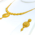 Charming Dome Flower 22k Gold Necklace Set 
