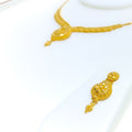 Floral Ornamental 22k Gold Necklace Set 