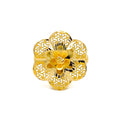 Glistening Striped Flower 22K Gold Ring