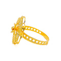 Glistening Striped Flower 22K Gold Ring