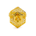 Shimmering Netted Hexagon 22K Gold Ring