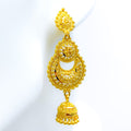 Traditional Decorative 22k Gold Floral Jhumki 