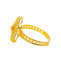 Stunning Shiny Striped Flower 22K Gold Ring