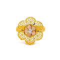 Three Tone Flower Mesh 22K Gold Ring