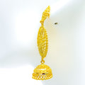 Decorative Filigree 22k Gold Chand Bali W/ Jhumki     