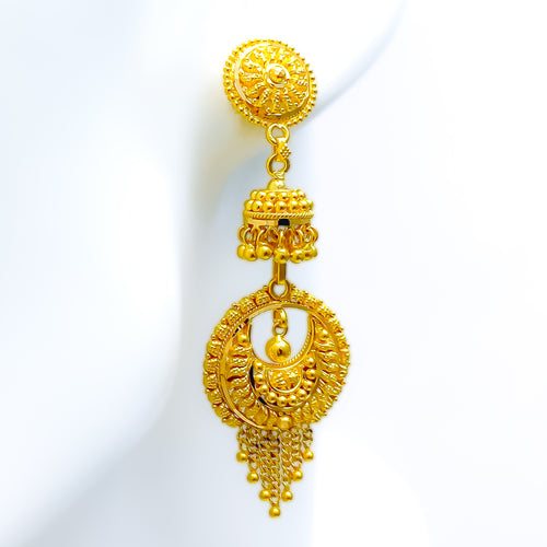 Sophisticated Dual Layered 22k Gold Jhumki 