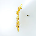 Shimmering Layered Leaf Drop 22k Gold CZ Hanging Earrings 