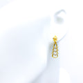 Trendy V Adorned 22k Gold CZ Hanging Earrings 