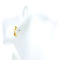 Vibrant Floral Bouquet 22k Gold CZ Hanging Earrings 
