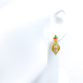 Shimmering Marquise Motif 22k Gold CZ Hanging Earrings 