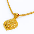 Upscale Beaded Leaf 22k Gold Pendant