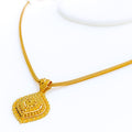 Upscale Beaded Leaf 22k Gold Pendant