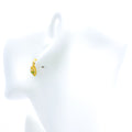 Ornate Heart Adorned 22k Gold CZ Hanging Earrings 