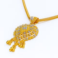 Two-Tone Tasseled Paisley 22k Gold Pendant