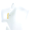Unique Dangling Flower 22k Gold CZ Hanging Earrings 