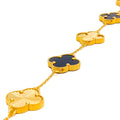 Bold Alternating Black Onyx 21k Gold Clover Bracelet 