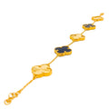 Bold Alternating Black Onyx 21k Gold Clover Bracelet 