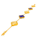 Magnificent Royal Blue 21k Gold Clover Bracelet 