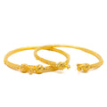 Beaded Floral Striped 22k Gold Pipe Bangles