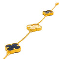 Graceful Black Onyx 21k Gold Clover Bracelet 