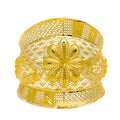 Bold Engraved Floral 21K Gold Bangle Bracelet 