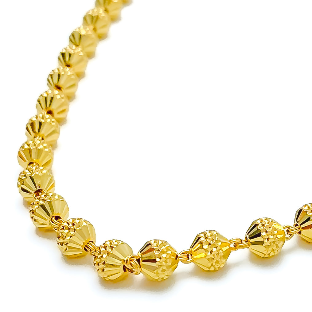 Reflective Textured 22k Gold Orb Chain - 28
