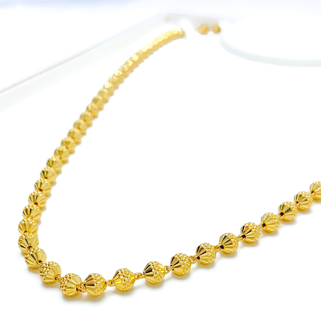 Reflective Textured 22k Gold Orb Chain - 28