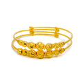 Faceted Charming 22k Gold Adjustable Baby Bangle Pair 