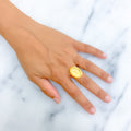 Reflective Mesh Oval 21K Gold Coin Ring 