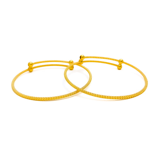 Petite Classy 22k Gold Adjustable Baby Bangle Pair 