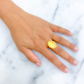 Fancy Netted Oval 21K Gold Coin Ring 
