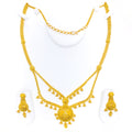 Ornamental Tasseled 22k Gold Drop Long Necklace Set