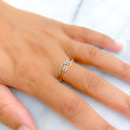 Dainty Dual Flower 18k Gold + Diamond Ring