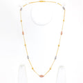 Glistening Checkered Net Orb 22k Gold Long Necklace - 28"