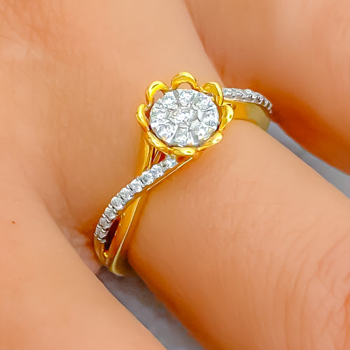 Fascinating Floral 18k Gold + Diamond Ring