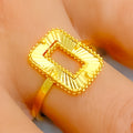 Stately Rectangular 21K Gold Ring 