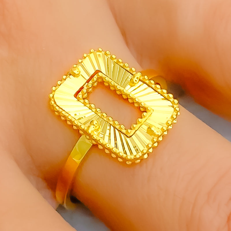 Stately Rectangular 21K Gold Ring 