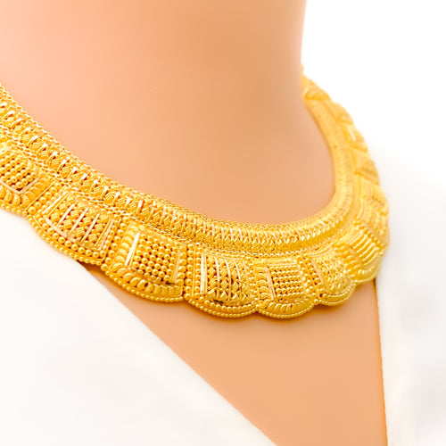 Embellished Multi-Bead 22k Gold Necklace Set