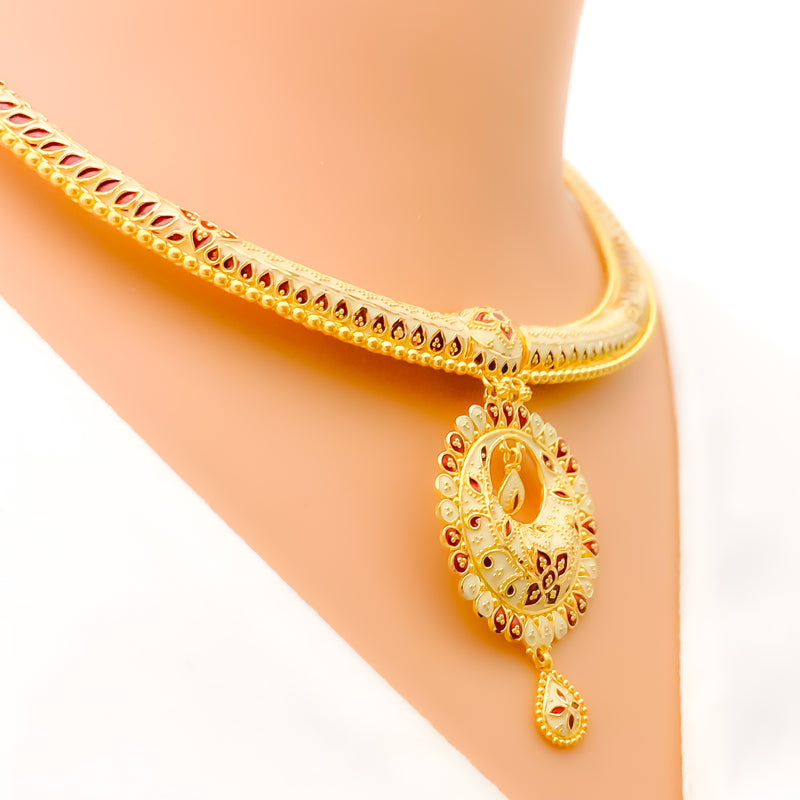 Royal Meenakari 22k Gold Hansli Necklace Set