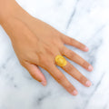 Elevated Beaded Oval 22k Gold Ring