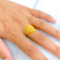 Reflective Marquise Flower 22k Gold Ring