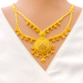 Ornamental Tasseled 22k Gold Drop Long Necklace Set