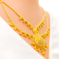 Ornamental Tasseled 22k Gold Drop Long Necklace Set