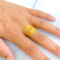 Sophisticated Shiny Striped 22k Gold Ring
