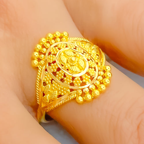 Gorgeous Ornate Bead 22k Gold Ring