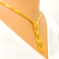 Radiant Trendy Dual Finish 22K Gold Necklace Set