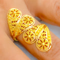 Delightful Overlapping 22k Gold Leaf Ring