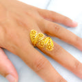 Delightful Overlapping 22k Gold Leaf Ring