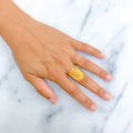 Classic Checkered 22k Gold Vanki Ring