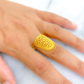 Classic Checkered 22k Gold Vanki Ring